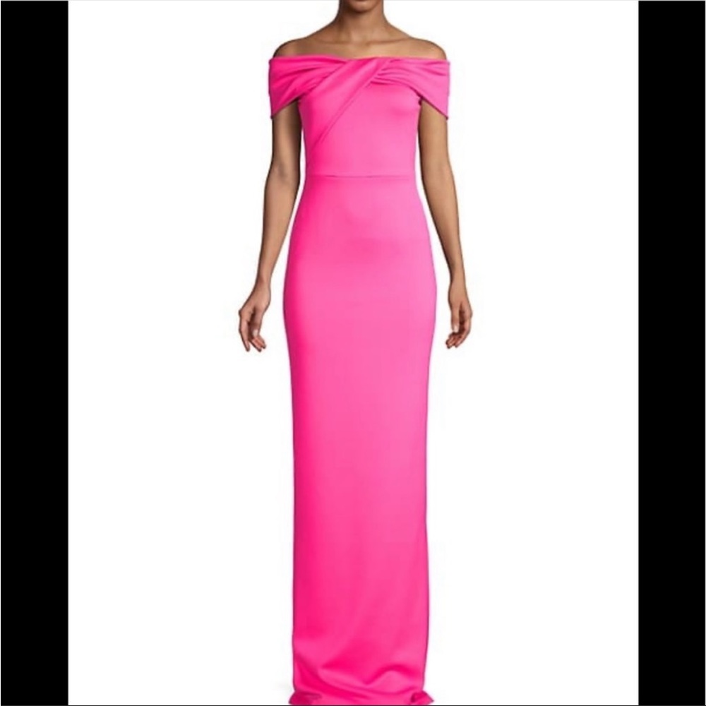 Black Halo Lilliana Draped Off-The-Shoulder Gown. Size 6. Retail $525.